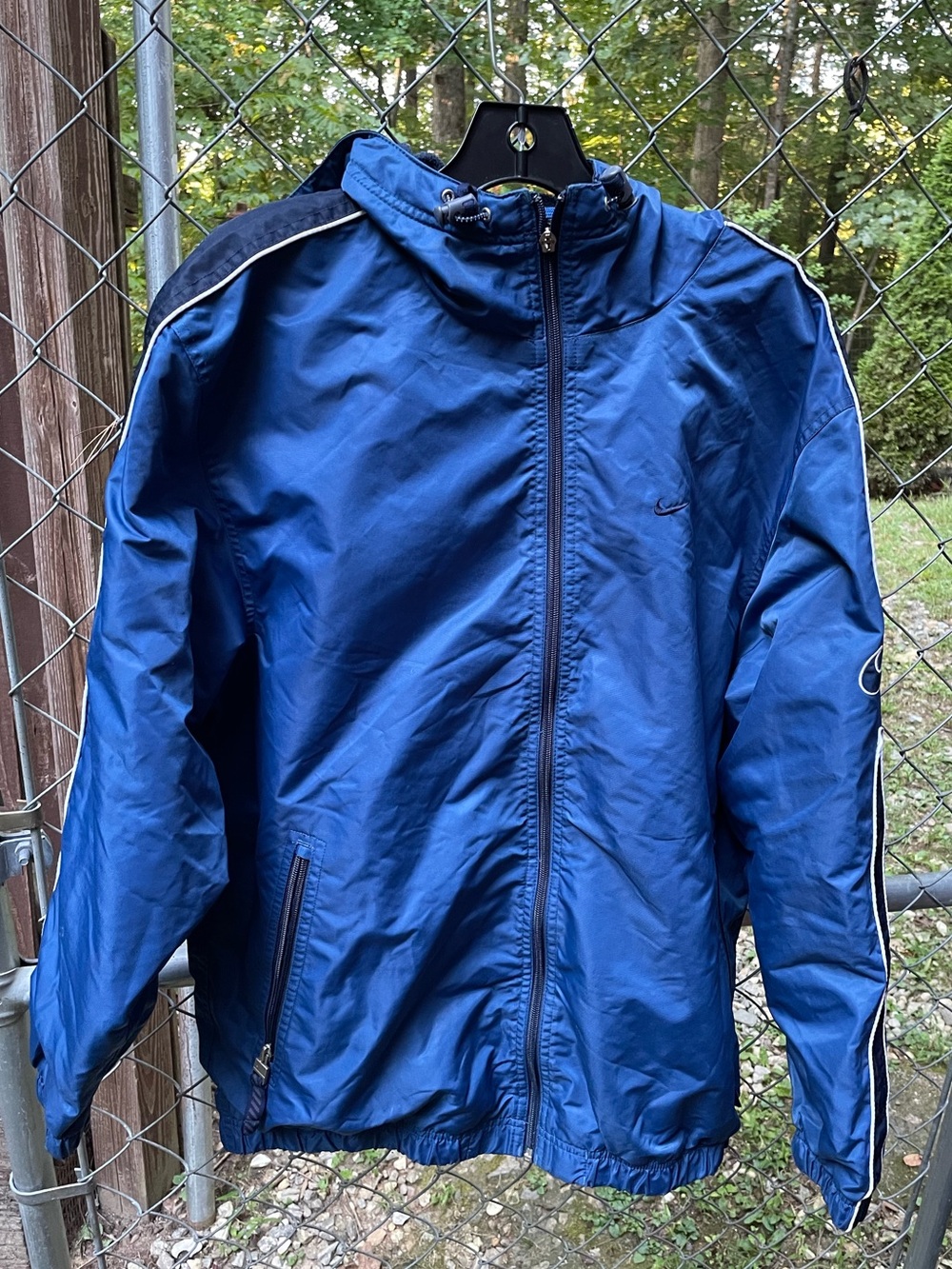 Nike Vintage Blue Swoosh Hooded Windbreaker Jacket Size Small Men’s